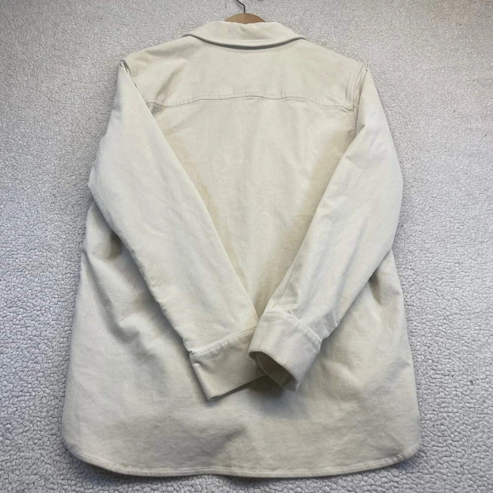 Banana Republic Shirt Mens M Ivory Corduroy Shacket Button Down Long Sleeve 1407